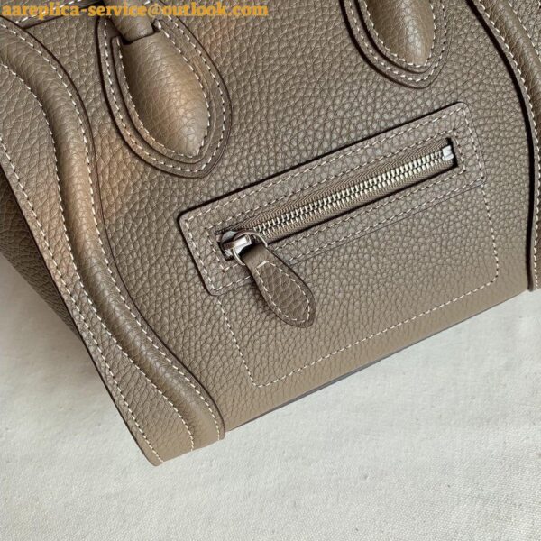 Replica Celine Nano Luggage Tote Bag In Souris Drummed Calfskin 5