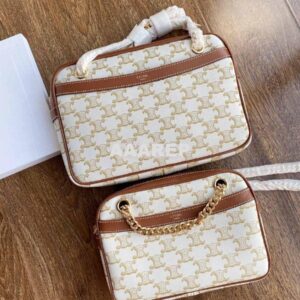 Replica Celine Patapans In Triomphe Canvas and Calfskin White 195452