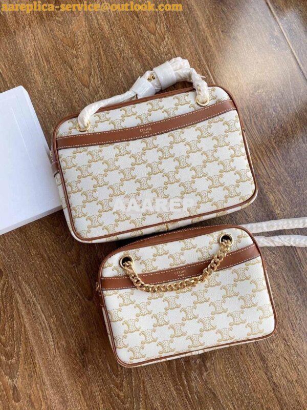 Replica Celine Patapans In Triomphe Canvas and Calfskin White 195452 3