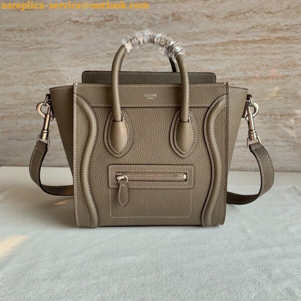 Replica Celine Nano Luggage Tote Bag In Souris Drummed Calfskin 7