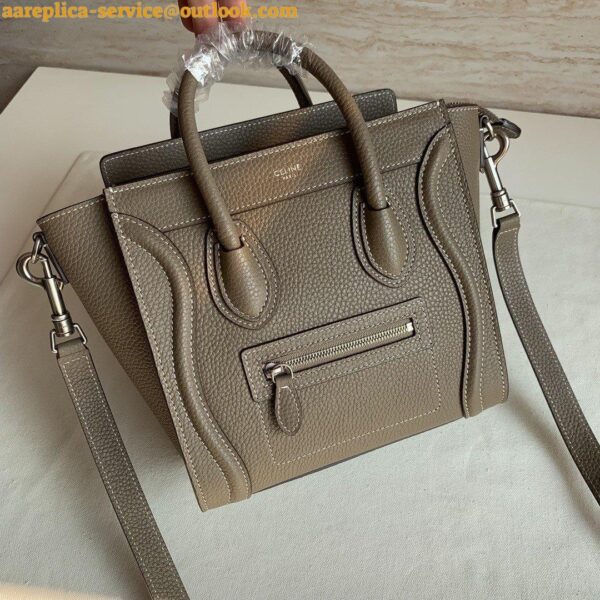 Replica Celine Nano Luggage Tote Bag In Souris Drummed Calfskin 10