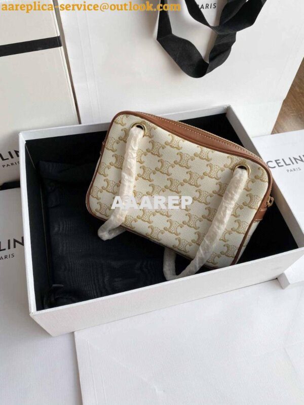 Replica Celine Patapans In Triomphe Canvas and Calfskin White 195452 9