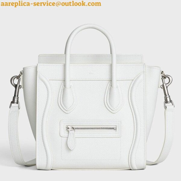 Replica Celine Nano Luggage Tote Bag In White Drummed Calfskin 2