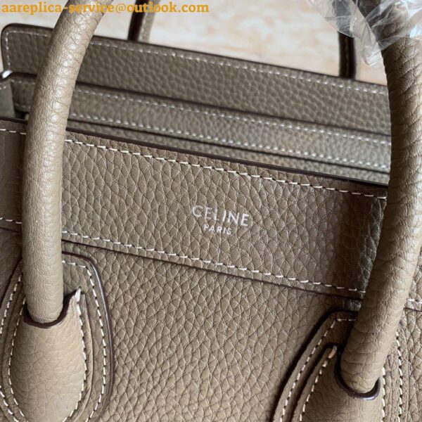 Replica Celine Nano Luggage Tote Bag In Souris Drummed Calfskin 14