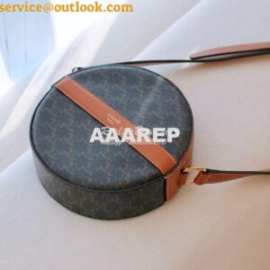 Replica Celine Round Purse On Strap In Triomphe Canvas And Lambskin 10