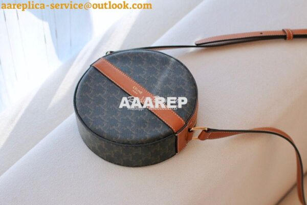 Replica Celine Round Purse On Strap In Triomphe Canvas And Lambskin 10 3