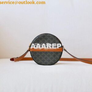 Replica Celine Round Purse On Strap In Triomphe Canvas And Lambskin 10 2