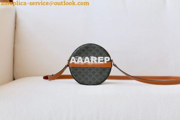 Replica Celine Round Purse On Strap In Triomphe Canvas And Lambskin 10 4