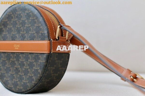 Replica Celine Round Purse On Strap In Triomphe Canvas And Lambskin 10 5