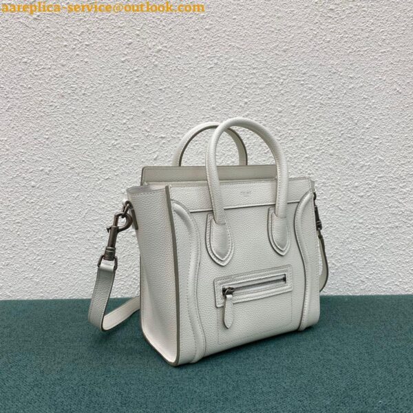 Replica Celine Nano Luggage Tote Bag In White Drummed Calfskin 11