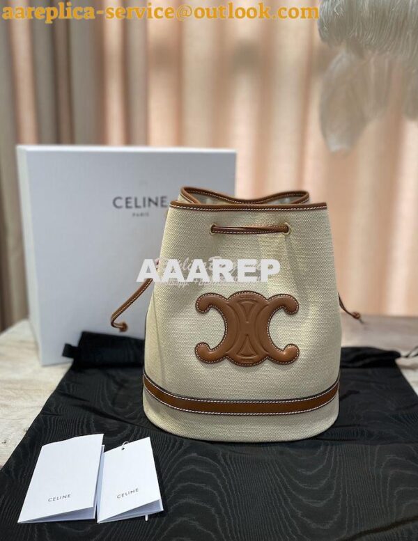 Replica Celine Seau Marin In Textile And Calfskin Natural / Tan 196752 3