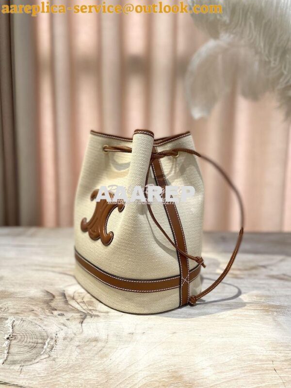 Replica Celine Seau Marin In Textile And Calfskin Natural / Tan 196752 4