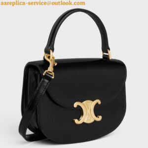 Replica Celine Besace Clea Bag in Black Shiny Calfskin