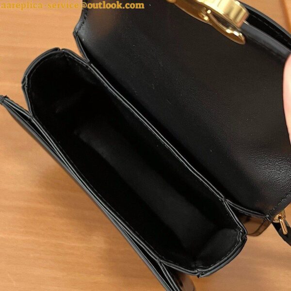 Replica Celine Besace Clea Bag in Black Shiny Calfskin 5