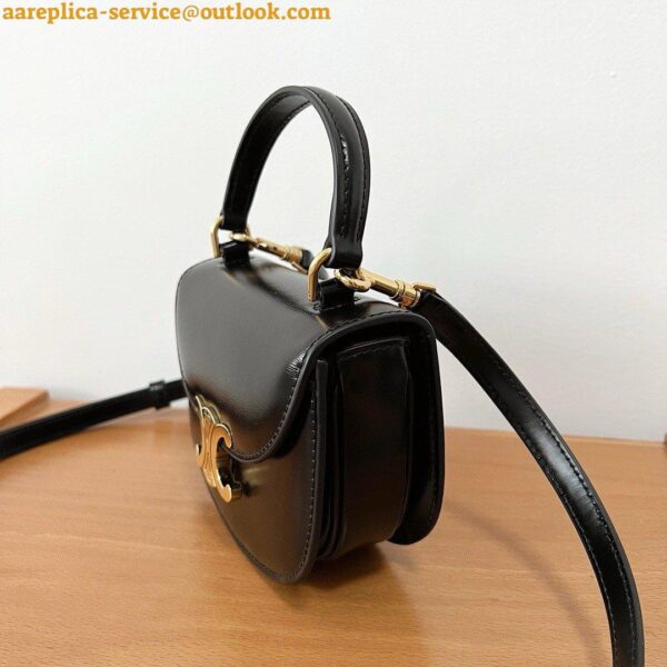 Replica Celine Besace Clea Bag in Black Shiny Calfskin 8