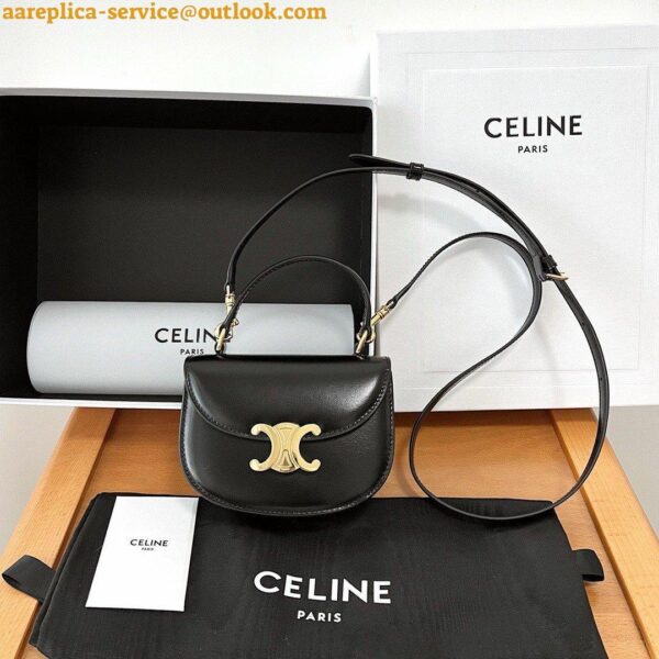 Replica Celine Besace Clea Bag in Black Shiny Calfskin 11