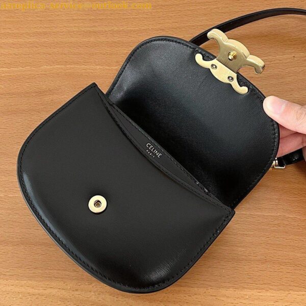 Replica Celine Besace Clea Bag in Black Shiny Calfskin 12