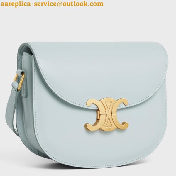 Replica Celine Besace Clea Bag in Light Blue Shiny Calfskin 3