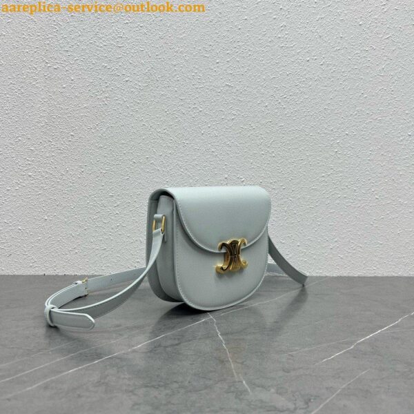 Replica Celine Besace Clea Bag in Light Blue Shiny Calfskin 16