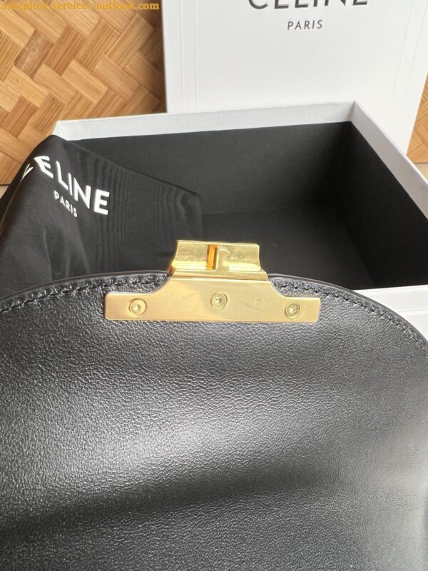 Replica Celine Besace Clea Chain Bag in Black Shiny Calfskin 11