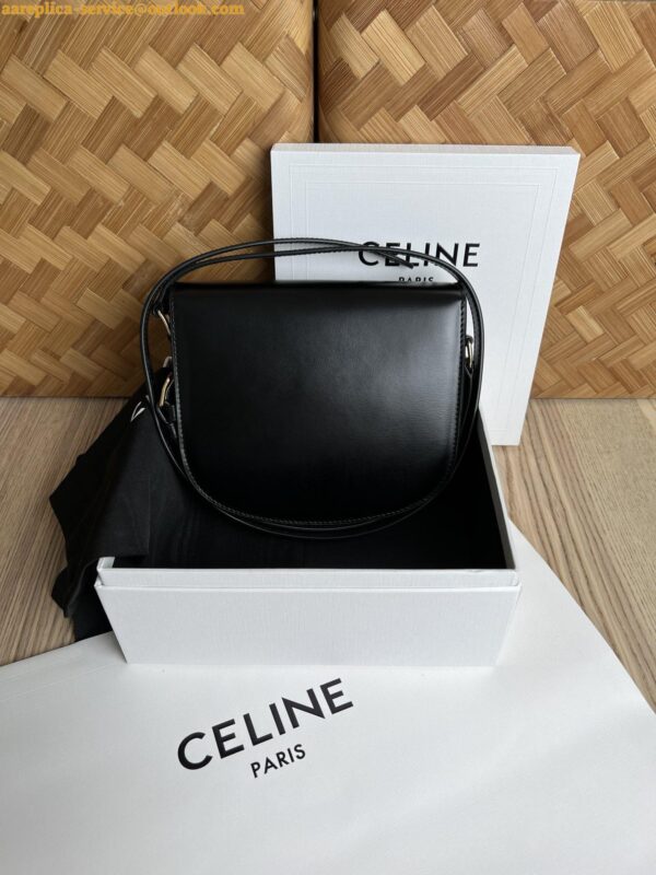 Replica Celine Besace Clea Chain Bag in Black Shiny Calfskin 16