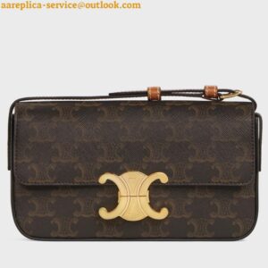 Replica Celine Claude Shoulder Bag in Black Triomphe Canvas