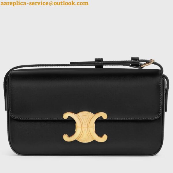 Replica Celine Claude Shoulder Bag in Black Triomphe Canvas 4