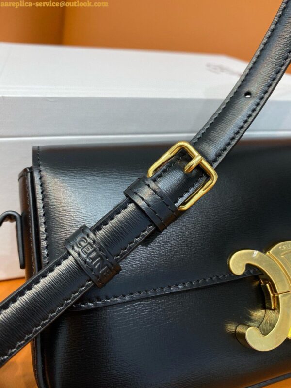 Replica Celine Claude Shoulder Bag in Black Triomphe Canvas 6