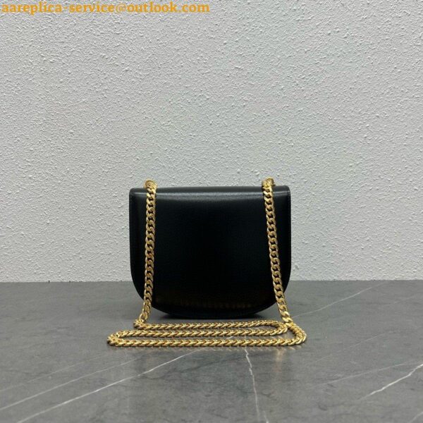 Replica Celine Besace Clea Chain Bag in Black Shiny Calfskin 28