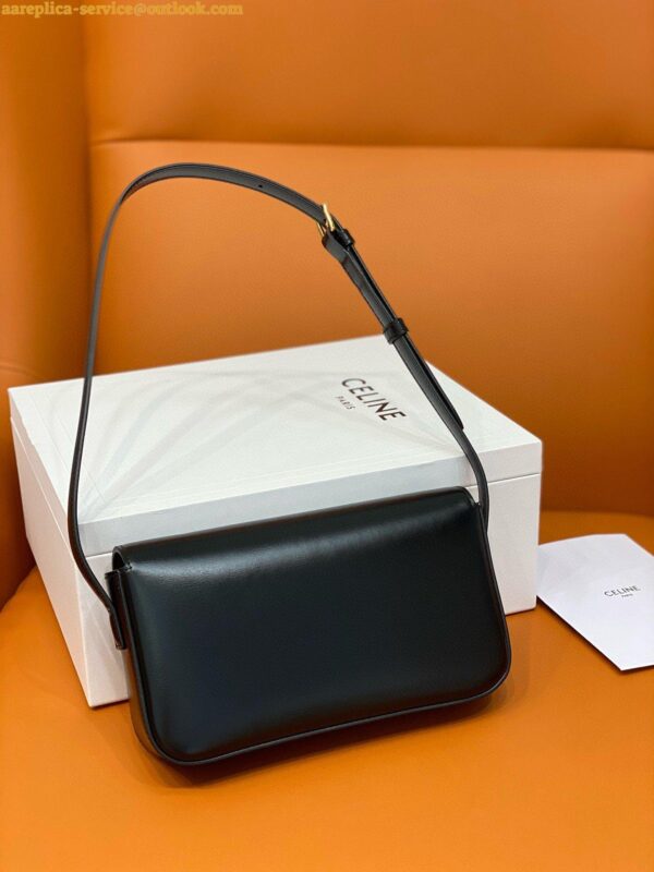 Replica Celine Claude Shoulder Bag in Black Triomphe Canvas 8