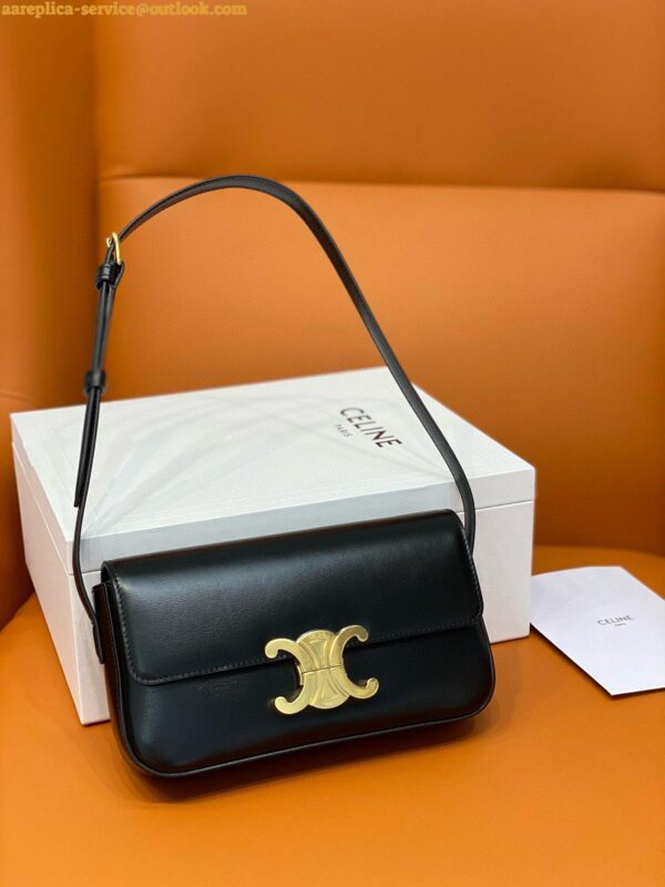 Replica Celine Claude Shoulder Bag in Black Triomphe Canvas 11