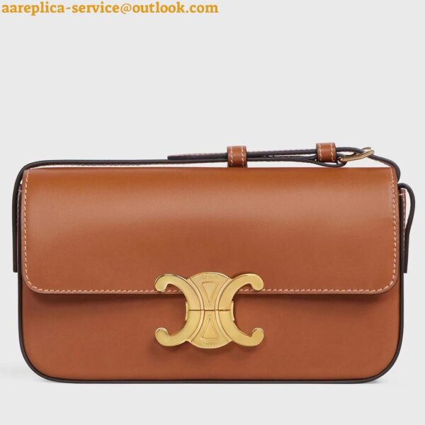 Replica Celine Claude Shoulder Bag in Brown Calfskin 3