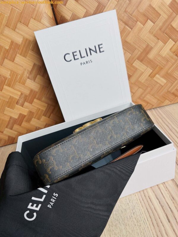 Replica Celine Claude Shoulder Bag in Black Triomphe Canvas 15