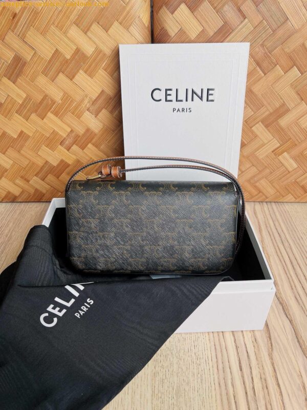 Replica Celine Claude Shoulder Bag in Black Triomphe Canvas 18