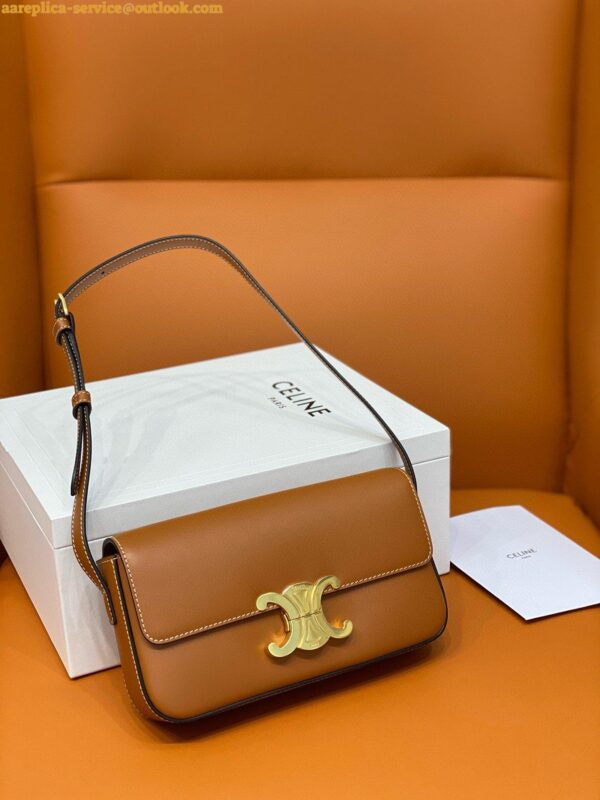 Replica Celine Claude Shoulder Bag in Brown Calfskin 11