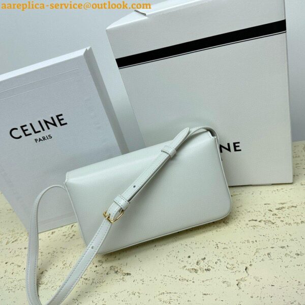 Replica Celine Claude Shoulder Bag in White Calfskin 4