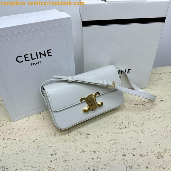 Replica Celine Claude Shoulder Bag in White Calfskin 5