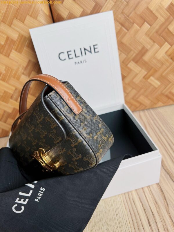 Replica Celine Claude Shoulder Bag in Black Triomphe Canvas 23