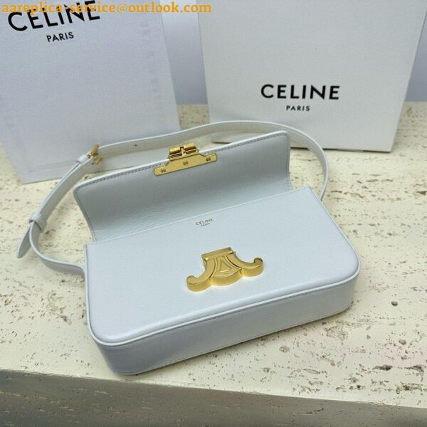 Replica Celine Claude Shoulder Bag in White Calfskin 6