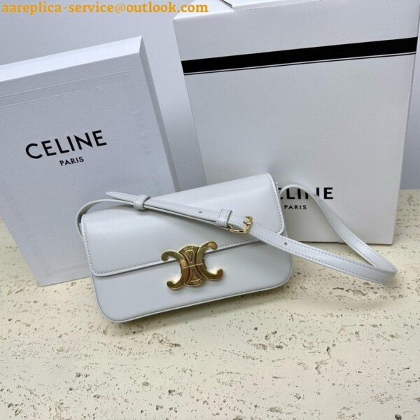 Replica Celine Claude Shoulder Bag in White Calfskin 7