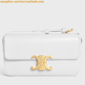 Replica Celine Claude Shoulder Bag in White Triomphe Canvas 2