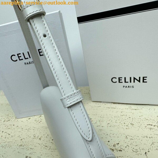 Replica Celine Claude Shoulder Bag in White Triomphe Canvas 9