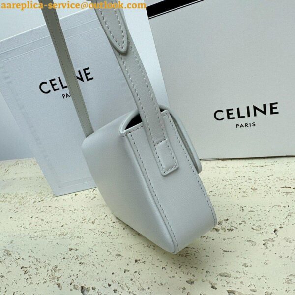 Replica Celine Claude Shoulder Bag in White Triomphe Canvas 11