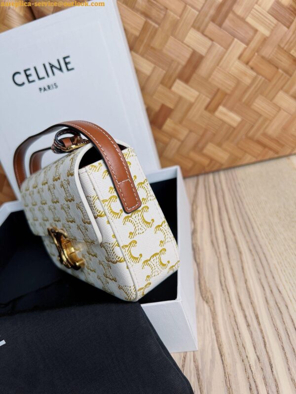 Replica Celine Claude Shoulder Bag in White Triomphe Canvas 19