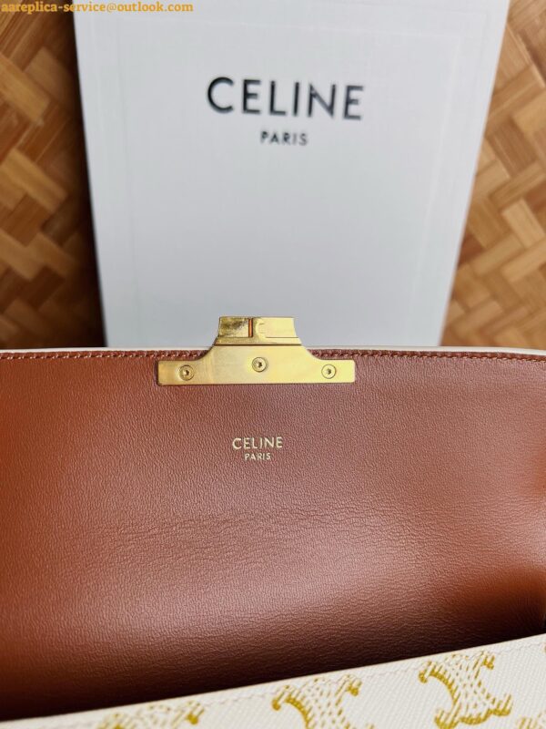 Replica Celine Claude Shoulder Bag in White Triomphe Canvas 21