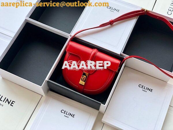 Replica Celine Small Besace 16 Bag in Natural Calfskin 188013 Red 4