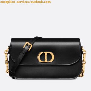 Replica Dior 30 Montaigne Avenue Bag In Black Box Calfskin