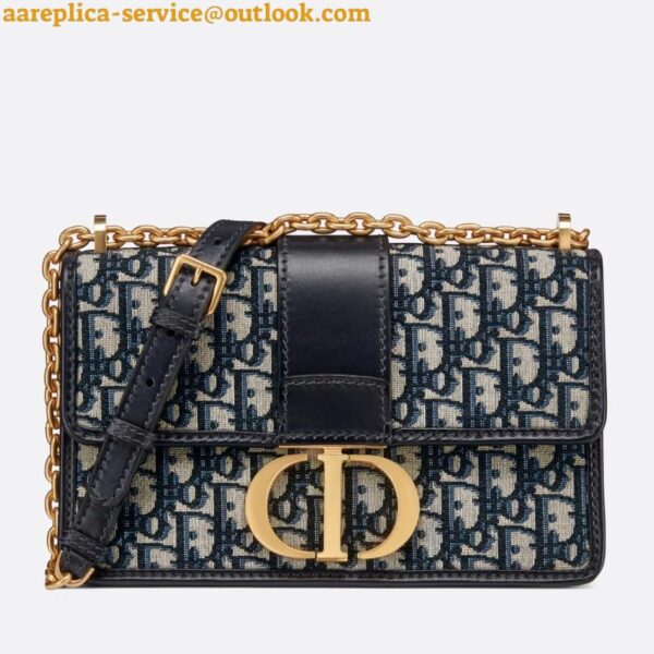 Replica Dior 30 Montaigne Avenue Bag In Blue Dior Oblique Jacquard 4