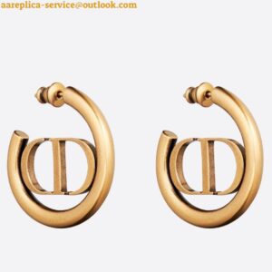 Replica Dior 30 Montaigne Hoop Earrings In Antique Gold-Finish Metal