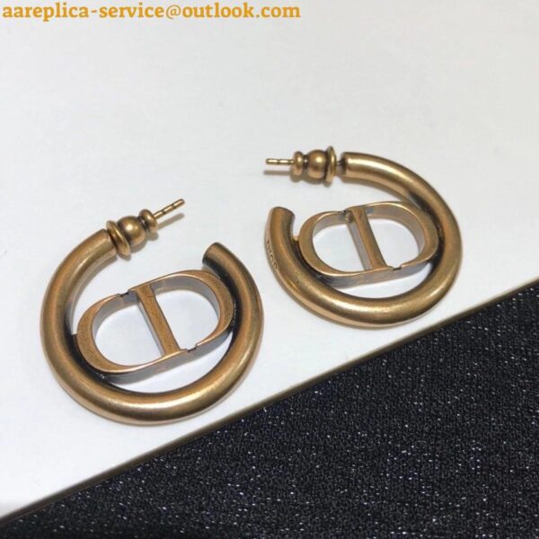 Replica Dior 30 Montaigne Hoop Earrings In Antique Gold-Finish Metal 4